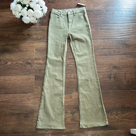 NWT PacSun High Rise Slim Flare Pants Olive Green Size 24 | Flare Pants | Green - Picture 2 of 14